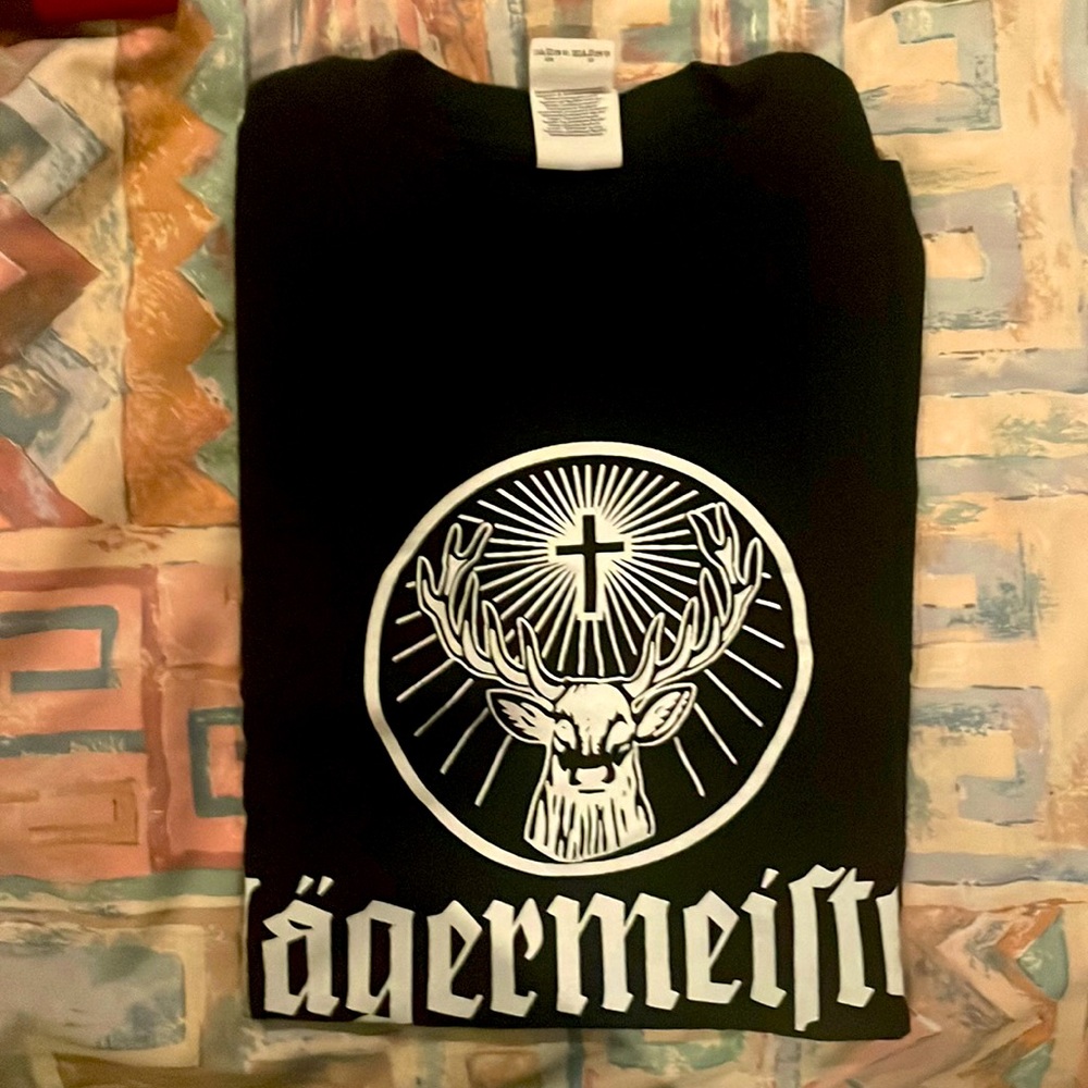 A small black Jagermeirter printed t-shirt
